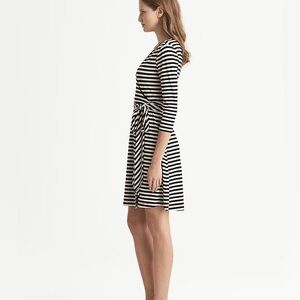 Banana Republic Black and White Striped Long Sleeve Dress